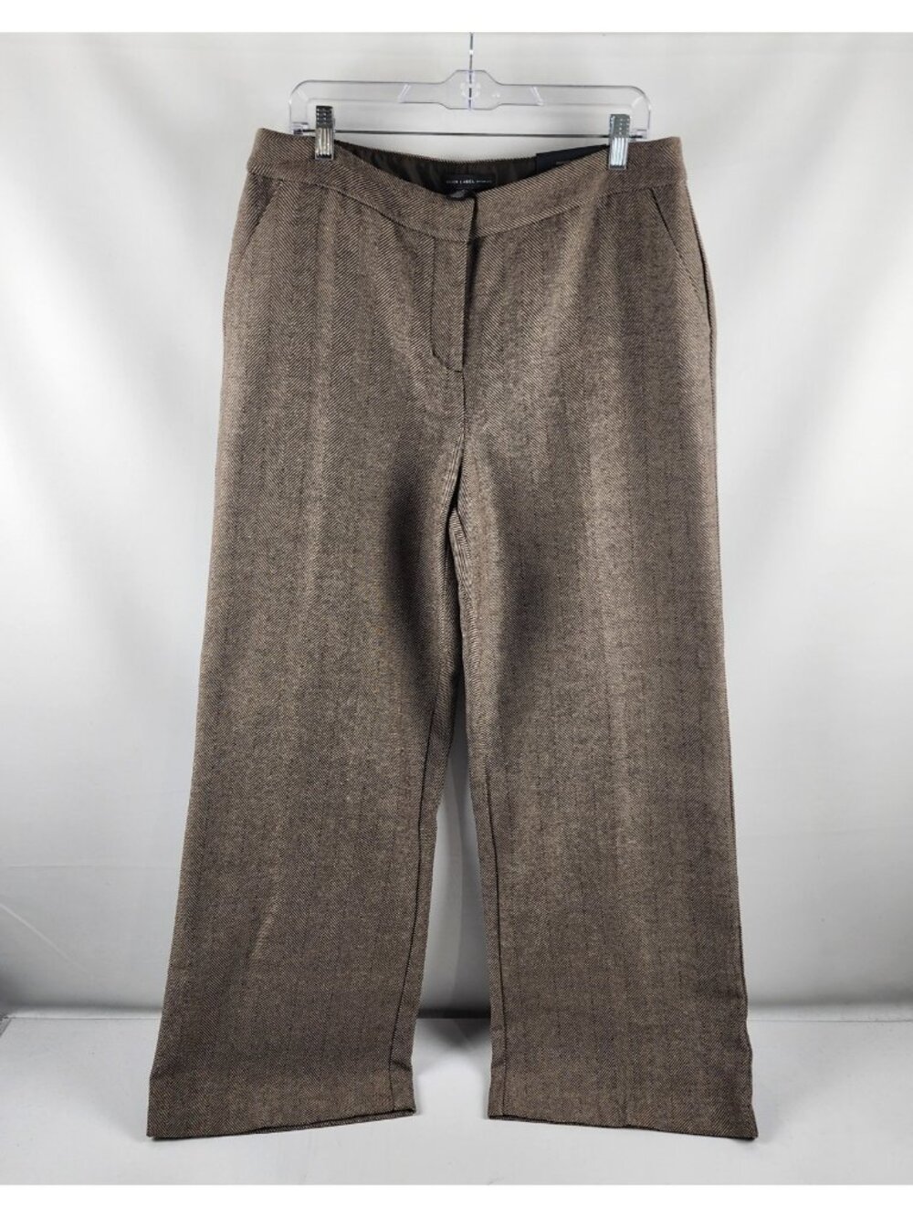 Black Label by Chicos Pants Women 2=12 Brown Wool Blend Trousers (34x31) NWT